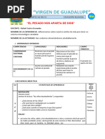 Sesion de Aprendizaje N 16 El Pecado Nos Aparta de Dios