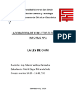 Informe N°1 - Circuitos Electricos Ley de Ohm