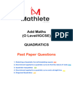 Quadratics - Past Paper Questions Solved