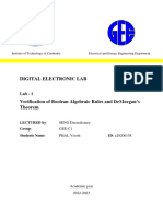 Verification of Boolean Algebraic Rules and DeMorgan's Theorem