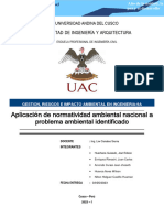 Aplicación de Normatividad Ambiental Nacional A Problema Ambiental Identificado... GRUPO 7