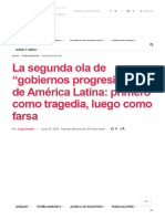 La Segunda Ola de "Gobiernos Progresistas de América Latina - Primero Como Tragedia, Luego Como Farsa