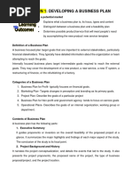 Entrep Lesson 1 Developing A Business Plan