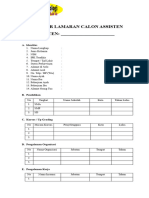 Formulir Lamaran Calon Assisten