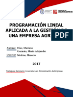 Programación Lineal Aplicada A La Gestión de Una Empresa Agrícola