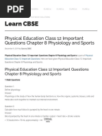 Physical Education Class 12 Important Questions Chapter 8 Physiology and Sports - Learn CBSE