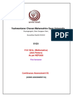 V151 - MSC Maths - As Per NEP2020 - Sem 1 - CA 01