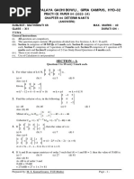 Maths Class Xii Chapter 04 Determinants Practice Paper 04 Answers