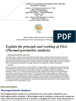 Name of The Topic Explain The Principle and Working of TGA. (Thermal Gravimetric Analysis