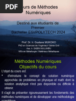 Présentation Cours de Méthode Numérique 2019-2020 BAC II Polytech