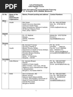 List of Participants India Flagship Course On Health System Strengthening and Sustainable Financing