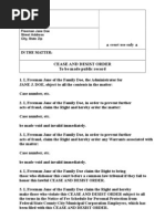 Generic Cease and Desist Order Use With Fee Schedule