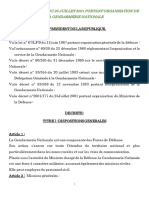 Decret #2001 181 Du 25 Juillet 2001 Portant Organisation de La Gendarmerie Nationale