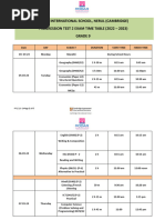 Grade 9 - Progression Test 2 Time Table