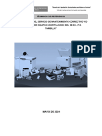 Términos de Referencia "Contratación Del Servicio de Mantenimiento Correctivo Y/O Preventivo de Equipos Hospitalarios Del Ee - SS.: P.S. Tambillo"