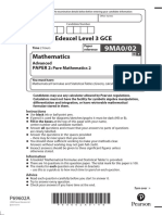 Edexcel A Level Maths June 2022 Paper 2 QP