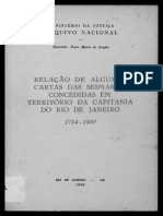 Relação de Algumas Cartas Das Sesmarias Concedidas em Territorio Da Capitania Do Rio de Janeiro 1714-1800