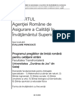 Raportul Agenţiei Române de Asigurare A Calităţii În Învăţământul Superior