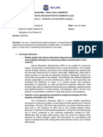 Mlsachmc - Analytical Chemistry (Qualitative and Quantitative Chemistry) (Lec) Activity No. 6 - Qualitative and Quantitative Analysis