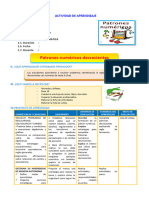 D2 A1 SESION MAT. Patrones Numéricos Decrecientes