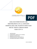 Guia de Intervención Del Fisioterapeuta en La Atención Hospitalaria Del Paciente Infectado Por El Nuevo Coronavirus (SARS-COV-2)