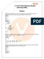 JEE Main 2023 April 12 Shift 1 Question Paper With Answer Key