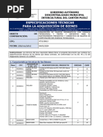 Especificaciones Técnicas para La Adquisición de Bienes