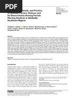 Knowledge, Attitude, and Practice of Intimate Partner Violence and Its Determinants Among Female Nursing Students in Abakaliki, Southeast Nigeria