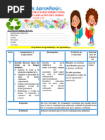 1° Sesión Día 1 Com Escribimos y Explicamos Sobre Cómo Evitar La Contaminación Del Medio Ambiente