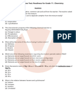 Learning Progress Test - Readiness For Grade 11 - Chemistry