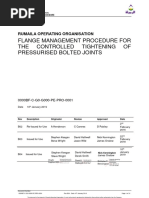 Flange Management Procedure For THE Controlled Tightening OF Pressurised Bolted Joints