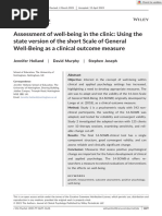 J Clin Psychol - 2021 - Holland - Assessment of Well Being in The Clinic Using The State Version of The Short Scale of