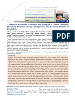 A Survey On Knowledge, Awareness, and Perception of Genetic Testing For Hereditary Disorders