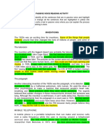 Passive Voice Basic Reading Activity