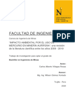 Villegas, 2020. Impacto Ambiental X Uso de HG Minería Aurifera