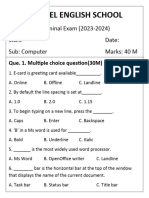 Marvel English School: Terminal Exam (2023-2024) Std:5 Date: Sub: Computer Marks: 40 M