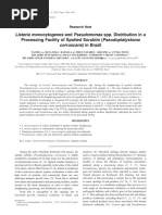 Listeria Monocytogenes and Pseudomonas Spp. Distribution in A Processing Facility of Spotted Sorubim (Pseudoplatystoma Corruscans) in Brazil