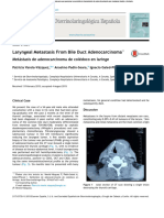 Laryngeal Metastasis From Bile Duct Adenocarcinoma: Metástasis de Adenocarcinoma de Colédoco en Laringe