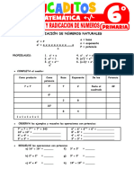 Potenciacion y Radicacion de Numeros para Sexto Grado de Primaria