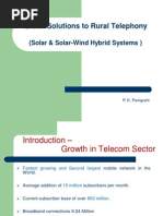 Green Solutions To Rural Telephony: (Solar & Solar-Wind Hybrid Systems)