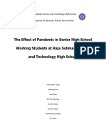 The Effect of Pandemic in Senior High School Working Students at Raja Soliman Science and Technology High School 