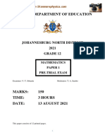 Gauteng Maths Grade 12 Pre Trial 2021 P1 and Memo