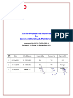 SOP - ML 15 Equipment Handling & Maintenance