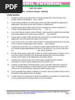 9th Physics-Motion and Rest Test Paper