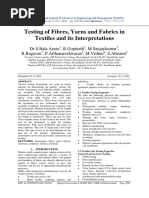 Testing of Fibres, Yarns and Fabrics in Textiles and Its Interpretations