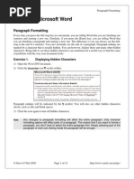 Using Microsoft Word: Paragraph Formatting