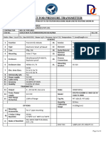 Data Sheet For Pressure Transmitter: Units:-Flow: Liquid-T/hr Gas-MMSCMD Steam - KG/HR Pressure - KG/CM