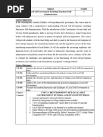 COURSE TITLE Local Self Government Including Panchayat Self-Administration