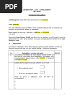 Independent Confirmation Checklist