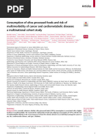 Consumption of Ultra Processed Foods and Risk of M